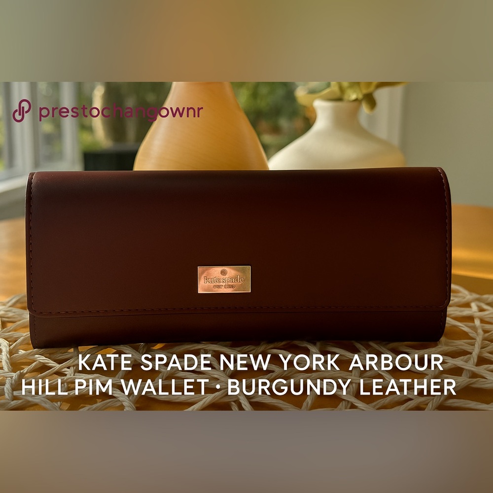 Kate Spade New York Arbour Hill Pim Wallet – Burgundy Leather NWOT